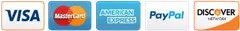 Visa, Mastercard, American Express and Discover accepted