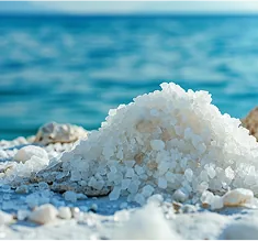 Mineral deposits on an ocean shore
